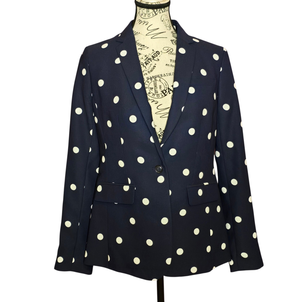 NWT Banana Republic Lean-fit Navy Blue Blazer with White Dots Preppy Career sz4